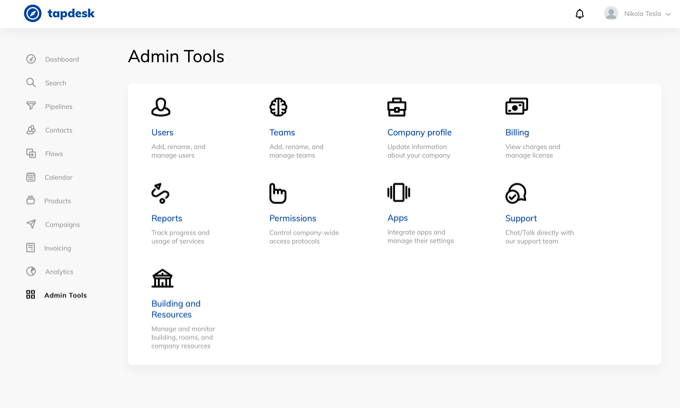 Tapdesk is customizable through admin tools